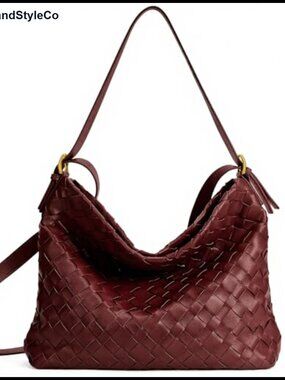 Large Capacity Woven Handbag Shoulder Crossbody Bag with Zipper Adjustable